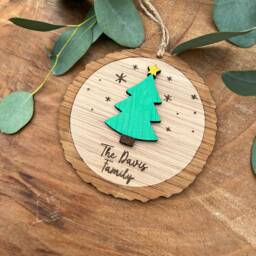 Personalised Christmas Bauble- Wooden Log Slice Bauble -Tree Decoration - Family Baubles- Xmas Tree Decor - thumbnail 3