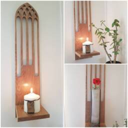 Large Single Church Window Candle Sconce .handmade Solid Oak .candles /Accessories Not Included - thumbnail 1
