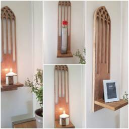 Large Single Church Window Candle Sconce .handmade Solid Oak .candles /Accessories Not Included - thumbnail 2