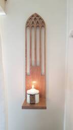 Large Single Church Window Candle Sconce .handmade Solid Oak .candles /Accessories Not Included - thumbnail 3