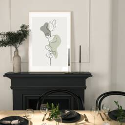 Set Of 3 Prints, Neutral Wall Botanical Bedroom Line, Sage Green Home Decor, Hand Drawn Plants - thumbnail 3