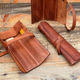 Personalized Leather Pencil Case Wrap, Tool Bag Roll , Pencil Organizer, Tool Organizer , Makeup Case, Crazy Horse Leather, Pen - thumbnail 4