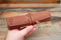 Personalized Leather Pencil Case Wrap, Tool Bag Roll , Pencil Organizer, Tool Organizer , Makeup Case, Crazy Horse Leather, Pen