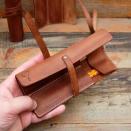 Personalized Leather Pencil Case Wrap, Tool Bag Roll , Pencil Organizer, Tool Organizer , Makeup Case, Crazy Horse Leather, Pen - thumbnail 3