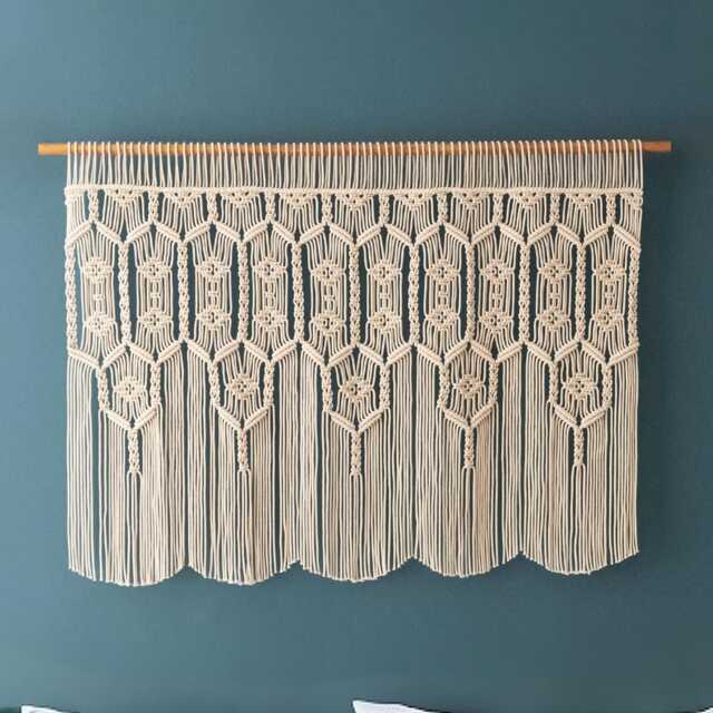 Custom Door Curtain, Doorway Tapestry, Extra Large Macrame, Farmhouse Valance Wall Art, Macrame Backdrop, Rustic Window Decor C31 - image 1