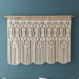Custom Door Curtain, Doorway Tapestry, Extra Large Macrame, Farmhouse Valance Wall Art, Macrame Backdrop, Rustic Window Decor C31 - thumbnail 1