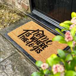Home Is Where The Dog Doormat - Cute Coir Welcome Mat For Lovers, Front Door Entryway Rug Indoor Or Outdoor Use Lover Gift - thumbnail 2