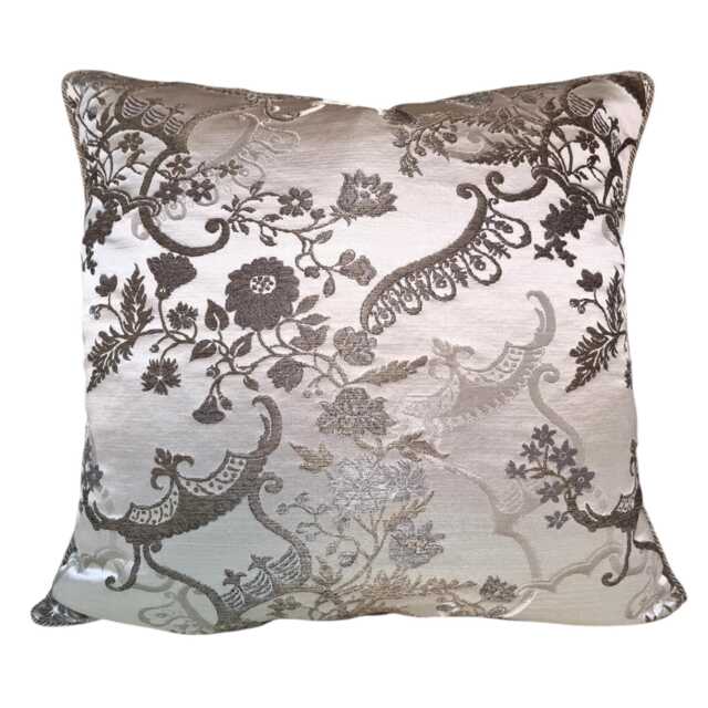 Throw Pillow Cover Ivory & Gold Silk Brocade Rubelli Fabric Madama Butterfly Pattern - Made in Italy - image 1