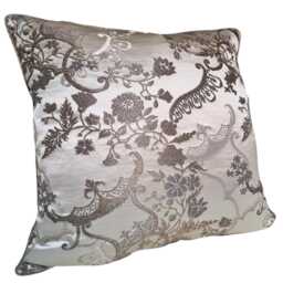 Throw Pillow Cover Ivory & Gold Silk Brocade Rubelli Fabric Madama Butterfly Pattern - Made in Italy - thumbnail 3