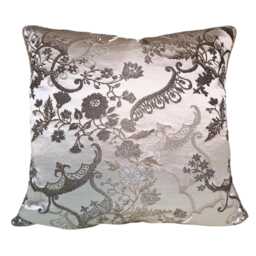 Throw Pillow Cover Ivory & Gold Silk Brocade Rubelli Fabric Madama Butterfly Pattern - Made in Italy - thumbnail 1