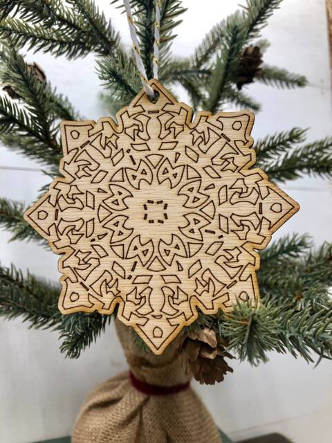 Boho Christmas Ornament, Style Wooden Decor, Natural Wood Bohemian Home Tree Holiday Decoration - image 1