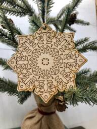 Boho Christmas Ornament, Style Wooden Decor, Natural Wood Bohemian Home Tree Holiday Decoration - thumbnail 1