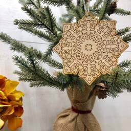 Boho Christmas Ornament, Style Wooden Decor, Natural Wood Bohemian Home Tree Holiday Decoration - thumbnail 2