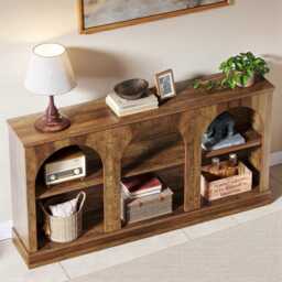 Rustic Farmhouse Console Table 3-Tier Entryway Sofa Table, Brown Storage - thumbnail 2