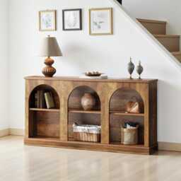 Rustic Farmhouse Console Table 3-Tier Entryway Sofa Table, Brown Storage - thumbnail 3