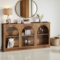 Rustic Farmhouse Console Table 3-Tier Entryway Sofa Table, Brown Storage - thumbnail 1