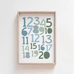 Set Of 2 Alphabet & Number Prints, Boys Blue & Green Playroom Abc Print, Nursery Wall Art, Poster - thumbnail 2