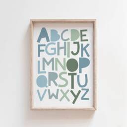 Set Of 2 Alphabet & Number Prints, Boys Blue & Green Playroom Abc Print, Nursery Wall Art, Poster - thumbnail 3