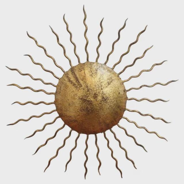 1920S Brass Sunburst Ceiling Light, Mid-Century Modern Flush Mount - image 1