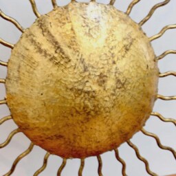 1920S Brass Sunburst Ceiling Light, Mid-Century Modern Flush Mount - thumbnail 2