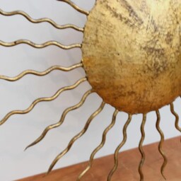 1920S Brass Sunburst Ceiling Light, Mid-Century Modern Flush Mount - thumbnail 3