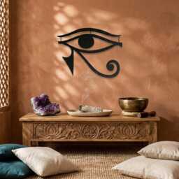 Eye Of Horus Metal Wall Art, Large Black Egyptian Symbol Decor, Spiritual Boho Home Meditation Room, Mystical Gift - thumbnail 1