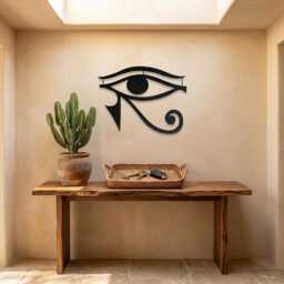 Eye Of Horus Metal Wall Art, Large Black Egyptian Symbol Decor, Spiritual Boho Home Meditation Room, Mystical Gift - thumbnail 2