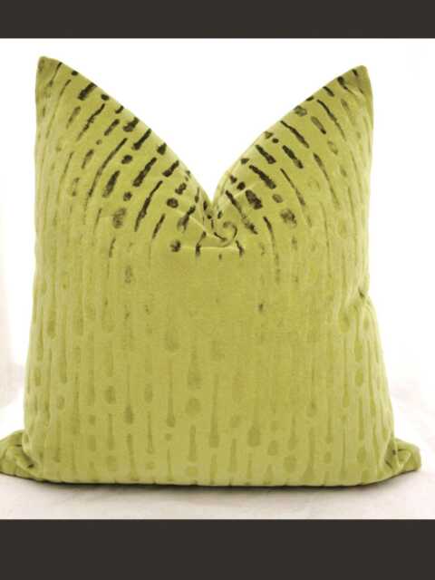 Green Velvet Pillow Cover, Patterned Cover, Modern Cover, Eclectic
