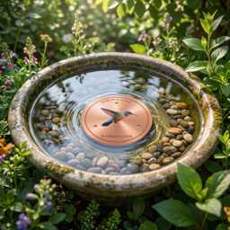 Pure Copper Bird Bath Purification Disk 10cm Water Cleaner For Baths, Outdoor Feeder Bowl Accessory, Hummingbird Decor - thumbnail 3