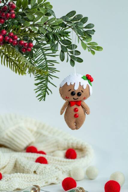 Gingerbread Man Ornament Christmas Felt Ornaments Gingerbread Decor Decorations Tree Gifts - image 1