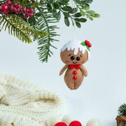 Gingerbread Man Ornament Christmas Felt Ornaments Gingerbread Decor Decorations Tree Gifts - thumbnail 3