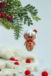 Gingerbread Man Ornament Christmas Felt Ornaments Gingerbread Decor Decorations Tree Gifts - thumbnail 1