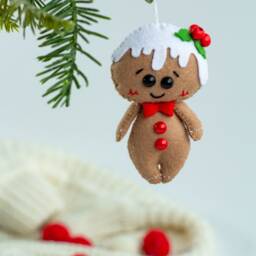 Gingerbread Man Ornament Christmas Felt Ornaments Gingerbread Decor Decorations Tree Gifts - thumbnail 2