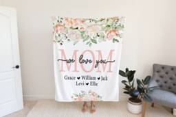 Christmas Gift For Mom, Grandma & Mom Present, We Love You Blanket, From Kids Wife, Grandparent