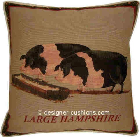 Old Fashioned Large Hampshire Pig Tapestry Cushion Cover Sham - image 1