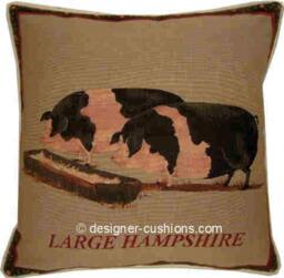 Old Fashioned Large Hampshire Pig Tapestry Cushion Cover Sham - thumbnail 1