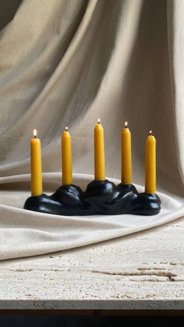 Organik Concrete Candle Holder - Decorative Taper 5 Holes Candlestick Organic Shaped - image 1