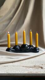 Organik Concrete Candle Holder - Decorative Taper 5 Holes Candlestick Organic Shaped - thumbnail 1