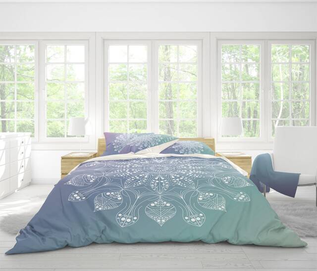 Mandala Duvet Cover, Mandala Bedding, Queen Cover, King Cover, White Mandala Duvet, Bohemian Bedding, Green Duvet, Blue Duvet.gift - image 1