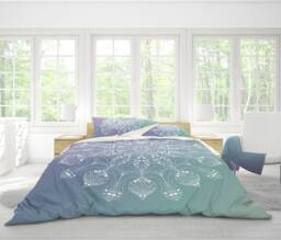 Mandala Duvet Cover, Mandala Bedding, Queen Cover, King Cover, White Mandala Duvet, Bohemian Bedding, Green Duvet, Blue Duvet.gift - thumbnail 1