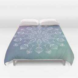 Mandala Duvet Cover, Mandala Bedding, Queen Cover, King Cover, White Mandala Duvet, Bohemian Bedding, Green Duvet, Blue Duvet.gift - thumbnail 2