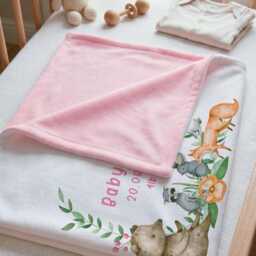 Personalised Woodland Baby Blanket With Name & Date - New-Born Custom Birth Stat Keepsake Cushion - thumbnail 2
