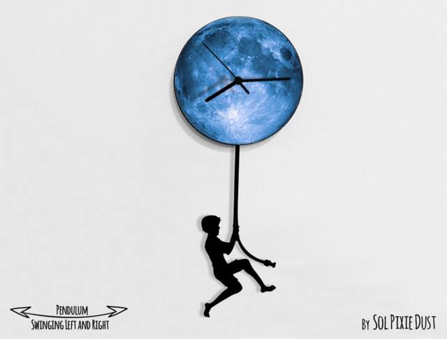 Boy Jumping On The Moon - Wall Clock With Pendulum Clock Unique Decor Gift Idea - image 1