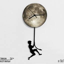 Boy Jumping On The Moon - Wall Clock With Pendulum Clock Unique Decor Gift Idea - thumbnail 2