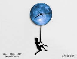 Boy Jumping On The Moon - Wall Clock With Pendulum Clock Unique Decor Gift Idea - thumbnail 1