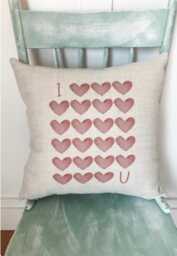 I Love You Hearts Linen Pillow Cover - Valentine's Day Decor - thumbnail 1