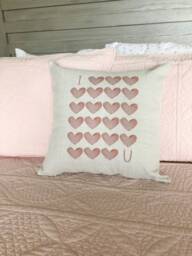 I Love You Hearts Linen Pillow Cover - Valentine's Day Decor - thumbnail 3