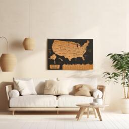 National Park Map Of Usa Push Pin Travel With Pins, United States Wall Hanging 5Th Anniversary Gift, Above Bed Decor Wooden - thumbnail 1