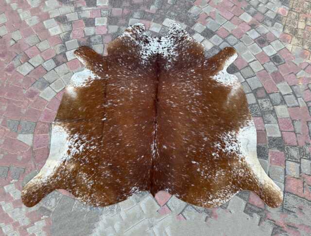 Luxury Brown Cowhide Rug Real For Western Home Decor Speckled Skin Area Large Brindle Cow With Hair On - image 1
