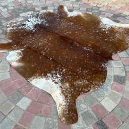 Luxury Brown Cowhide Rug Real For Western Home Decor Speckled Skin Area Large Brindle Cow With Hair On - thumbnail 2